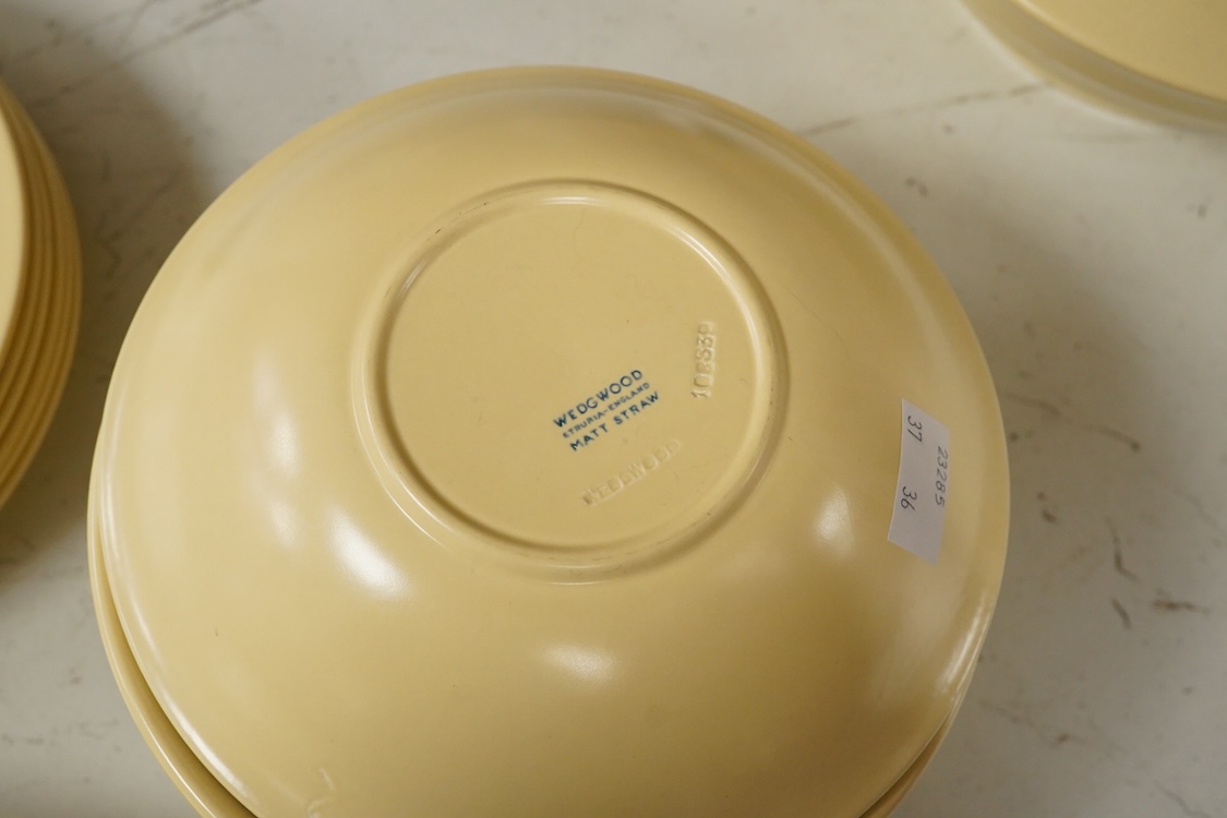 A part-set of Keith Murray Wedgwood dinnerware in matt straw, six-place setting including covered tureen (19)